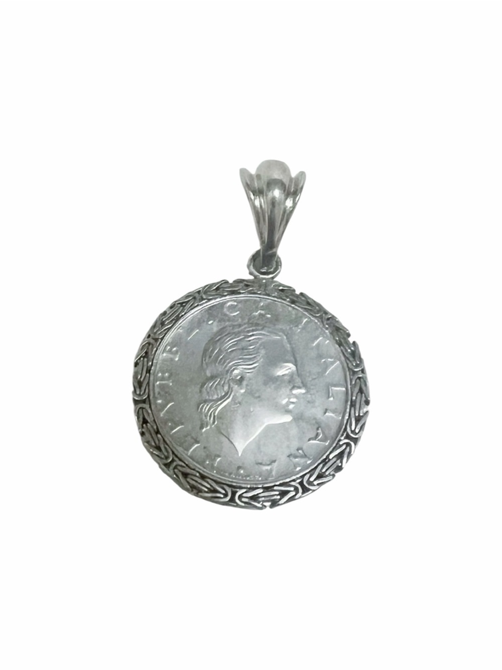 Vintage 1996 Italian 925 Silver 200 Lira Coin Pendant